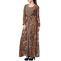 Printed shrug abaya- oat-multi color Printed shrug abaya- oat-multi color