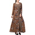 Printed shrug abaya- oat-multi color Printed shrug abaya- oat-multi color