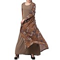 Printed shrug abaya- oat-multi color Printed shrug abaya- oat-multi color