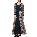 Printed shrug abaya- green-multi color Printed shrug abaya- green-multi color