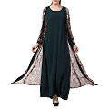 Printed shrug abaya- green-multi color Printed shrug abaya- green-multi color