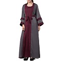 Designer shrug abaya- grey-burgundy color Designer shrug abaya- grey-burgundy color