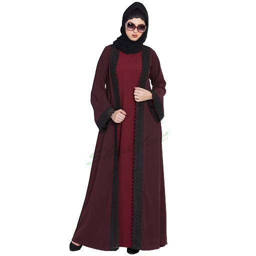 Elegant Shrug with lacework- Wine color