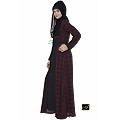 Shrug abaya-black and maroon check