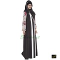 Abaya- dark grey colored with beige Print Abaya- dark grey colored with beige Print