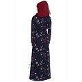 Floral printed Shrug abaya- navy blue