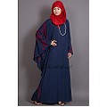 Embroidered abaya with Butterfly sleeves- Blue Embroidered abaya with Butterfly sleeves- Blue