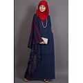 Embroidered abaya with Butterfly sleeves- Blue Embroidered abaya with Butterfly sleeves- Blue