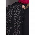 Embroidered abaya with Butterfly sleeves- Black Embroidered abaya with Butterfly sleeves- Black