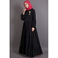 Bohemian abaya with balloon sleeves-Black Bohemian abaya with balloon sleeves-Black