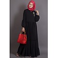 Bohemian abaya with balloon sleeves-Black Bohemian abaya with balloon sleeves-Black