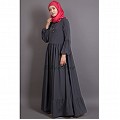 Bohemian abaya with balloon sleeves-Grey Bohemian abaya with balloon sleeves-Grey