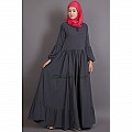 Bohemian abaya with balloon sleeves-Grey Bohemian abaya with balloon sleeves-Grey