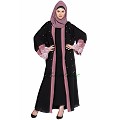 Party wear Dubai abaya- Black-Mauve color Party wear Dubai abaya- Black-Mauve color
