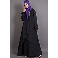 Asymmetrical abaya with Yoke design and panels- Black Asymmetrical abaya with Yoke design and panels- Black