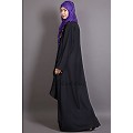 Asymmetrical abaya with Yoke design and panels- Black Asymmetrical abaya with Yoke design and panels- Black