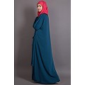 Asymmetrical abaya with Yoke design and panels- Teal Blue