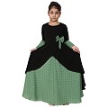 Polka dotted asymmetrical dress for kids- Green-Black