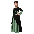 Polka dotted asymmetrical dress for kids- Green-Black