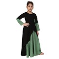 Polka dotted asymmetrical dress for kids- Green-Black
