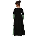 Polka dotted asymmetrical dress for kids- Green-Black