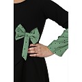 Polka dotted asymmetrical dress for kids- Green-Black