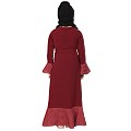 Designer abaya with Polka dotted frills for kids- Maroon